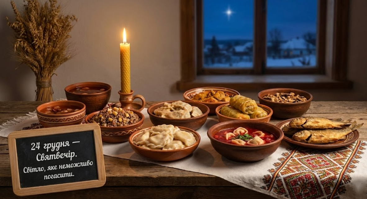 24 грудня — Ніч, коли сходить Перша Зірка. Святкова історія, 12 страв та магія Святвечора ✨🕯